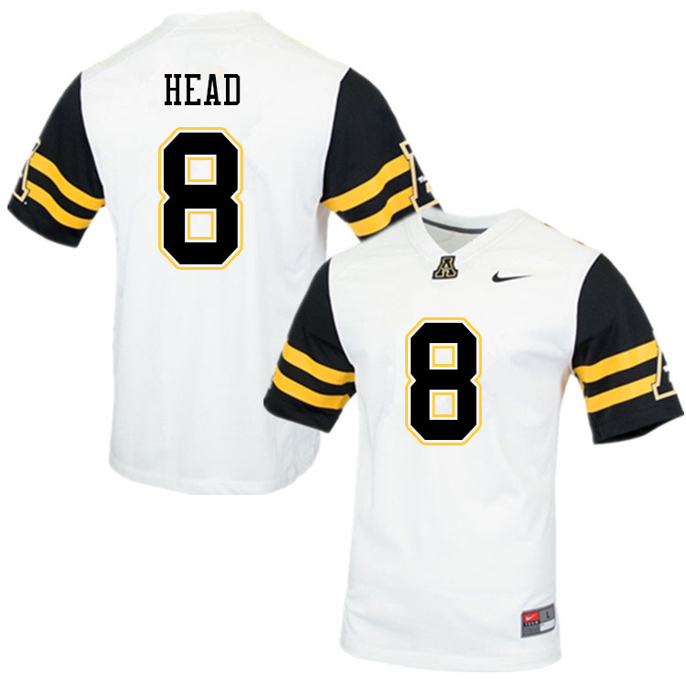 Men #8 Stu Head Appalachian State Mountaineers College Football Jerseys Sale-White